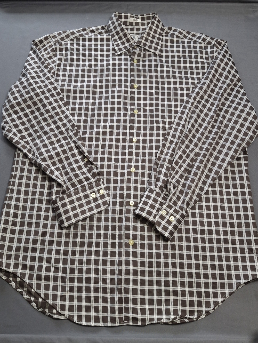 Peter Millar Men’s Large Brown Check Button Up Shirt Cotton Casual Dress